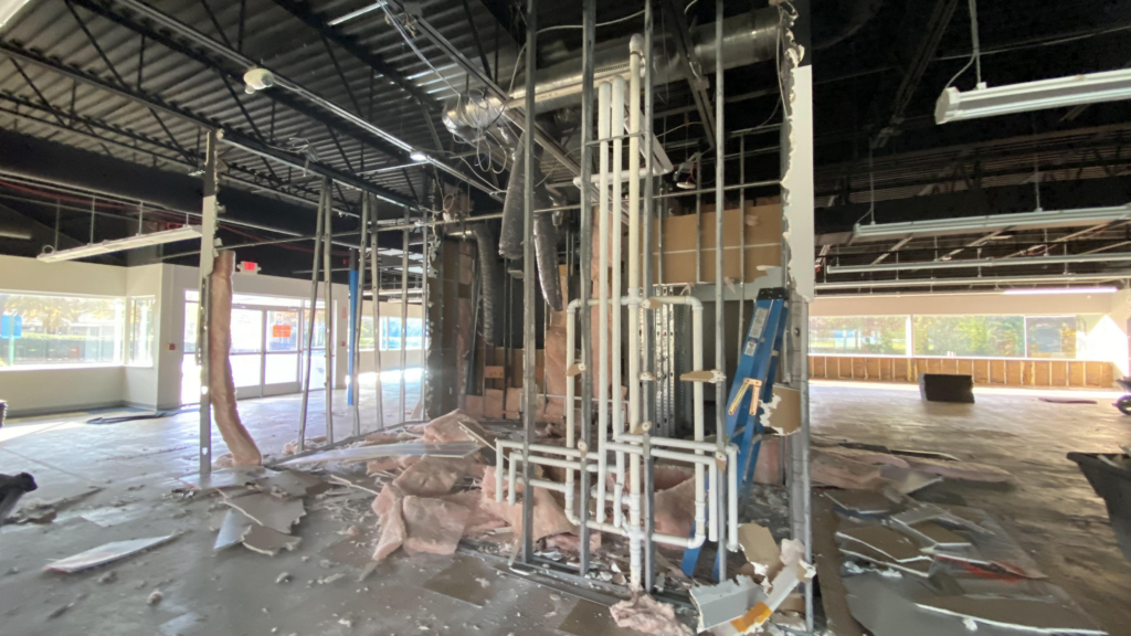 partial demolition, interior of building